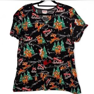 Christmas Rudolph red nose reindeer scrub top Top